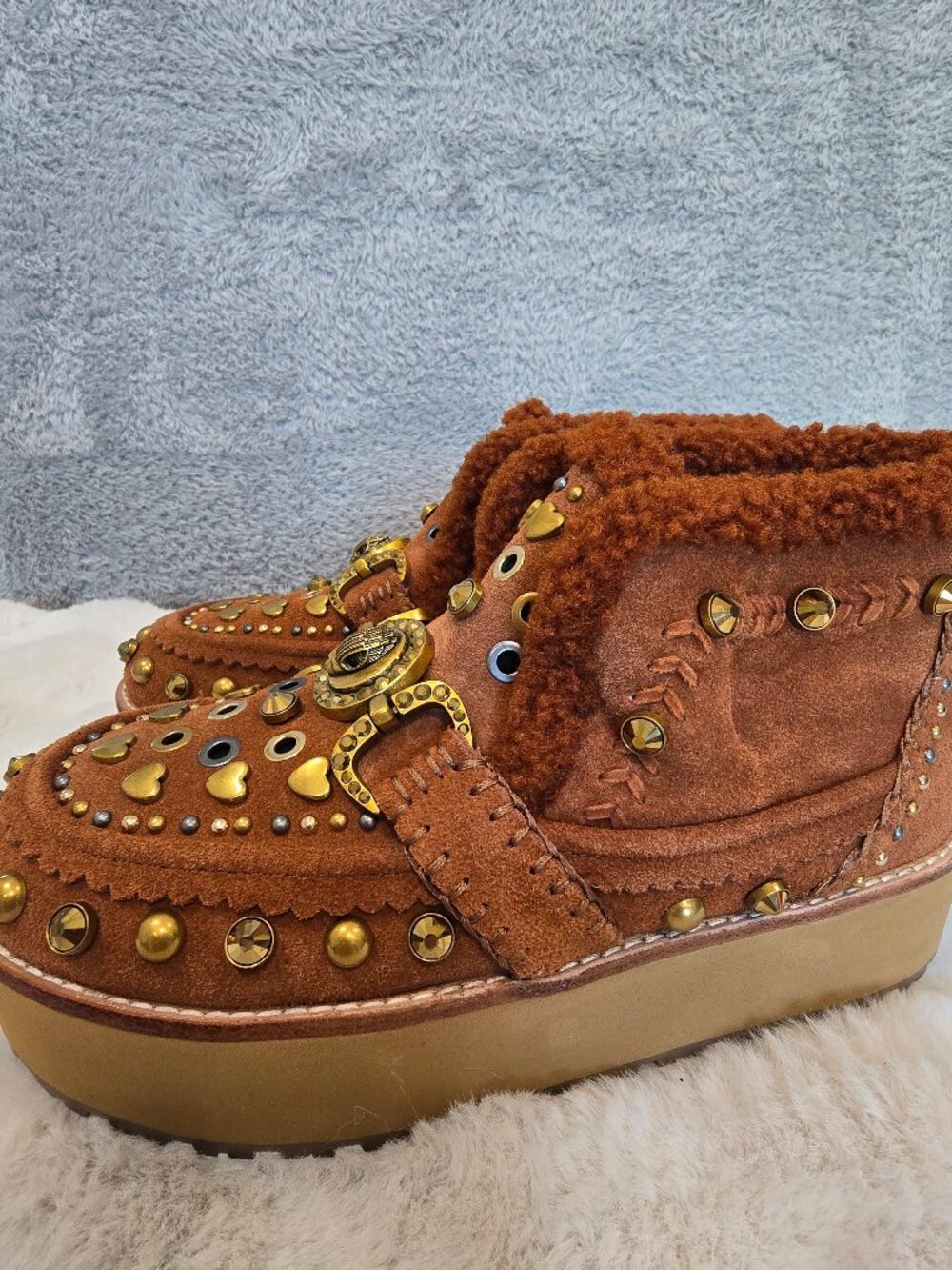 Kurt Geiger Mansion Cosy Tan Suede Women's Platform Boot Bootie Size 37 NEW